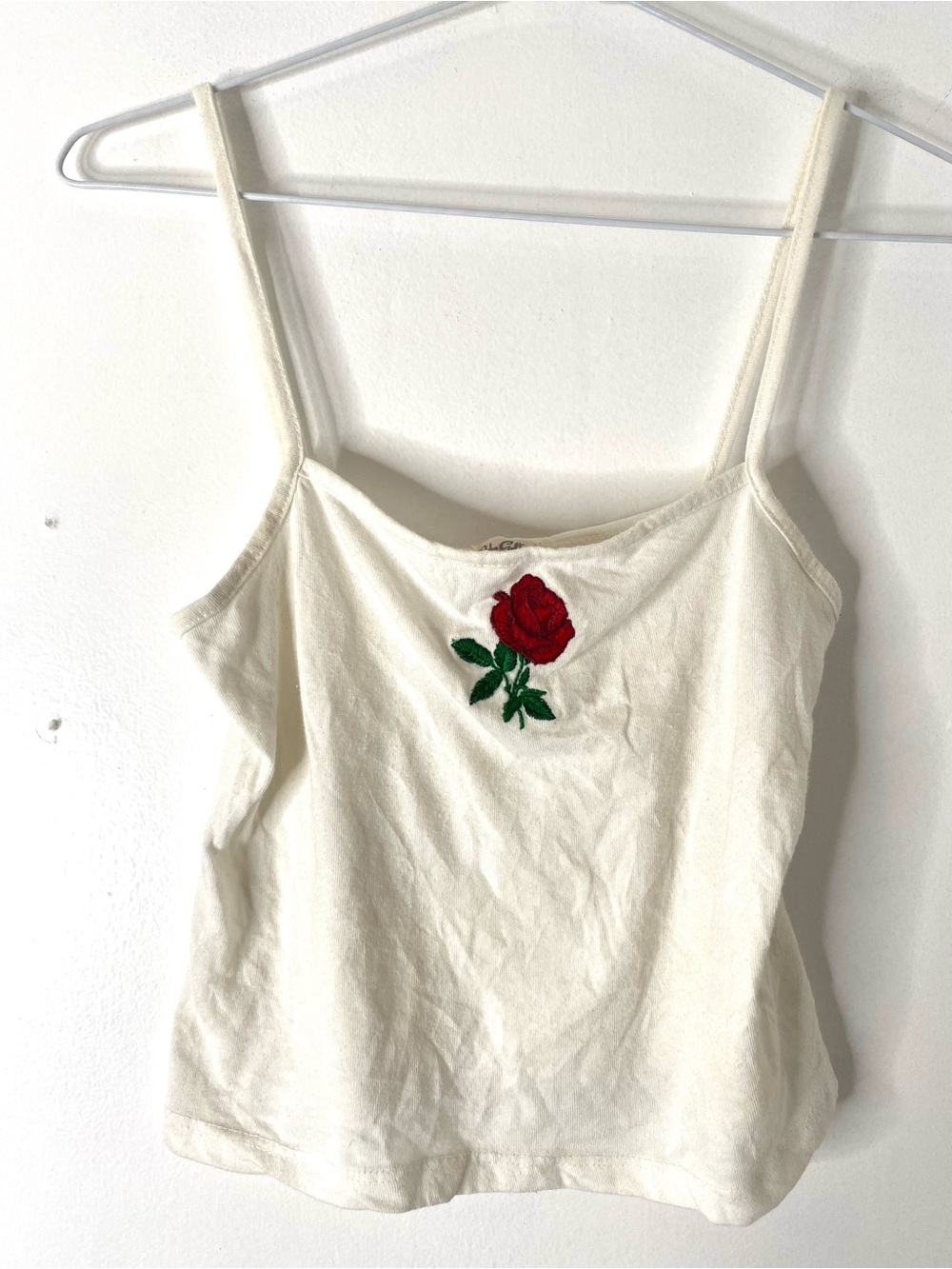 John Galt Brandy Melville Ivory Rose Embroidered Cami Made In Italy